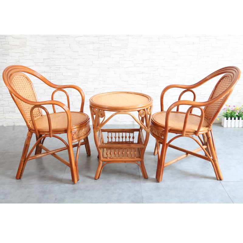 阳台桌椅藤椅三件小茶几茶桌庭院小腾椅休闲真