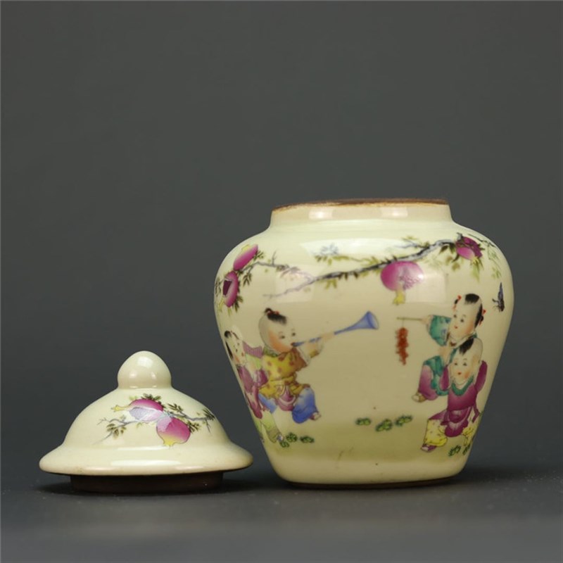 仿同治年制瓷器茶叶罐陶瓷小将军罐现代仿古玩收藏品家居装饰摆件