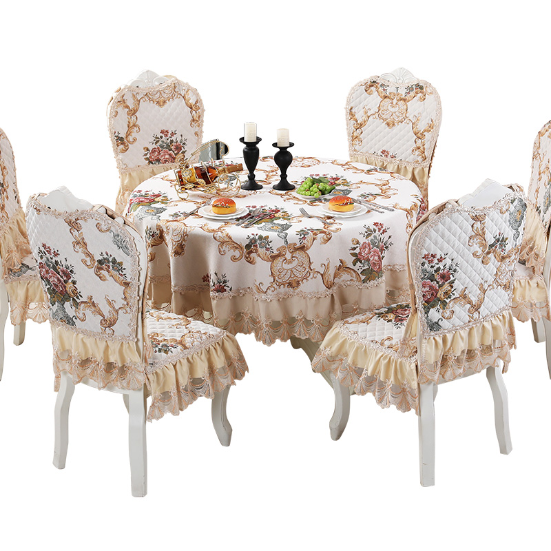 餐桌布欧式椅椅垫装桌椅餐桌椅子罩家用圆桌桌布布艺圆形