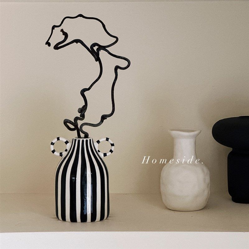 oid复古条纹瓶风耳陶瓷水培小瓶韩系爱装饰,家居饰品,花瓶,淘宝优惠券,粉丝福利购,淘宝优惠卷