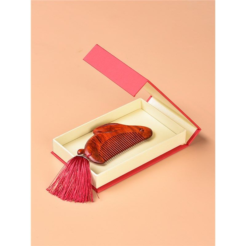 紫檀木梳檀香木头梳子细齿木料静电天然男女长发防