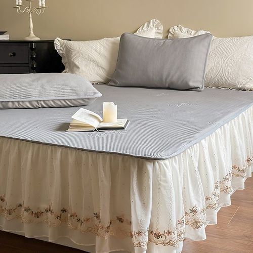 蝶恋~公风夏季凉爽冰丝席床裙款三件机洗水洗空调凉席子