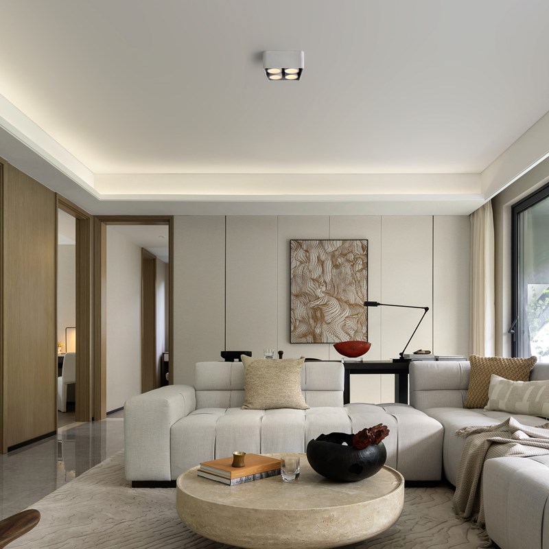 led明装筒灯全光谱方形客厅无灯吸顶斗胆灯gx5合仔燈盒