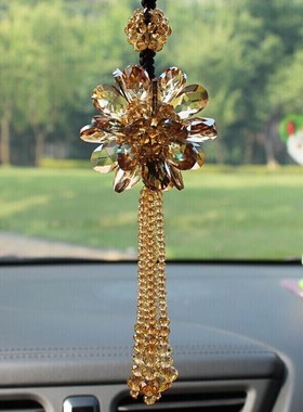 创意韩国紫色水晶球汽车挂件车内挂饰小车吊坠饰品车载后视镜女