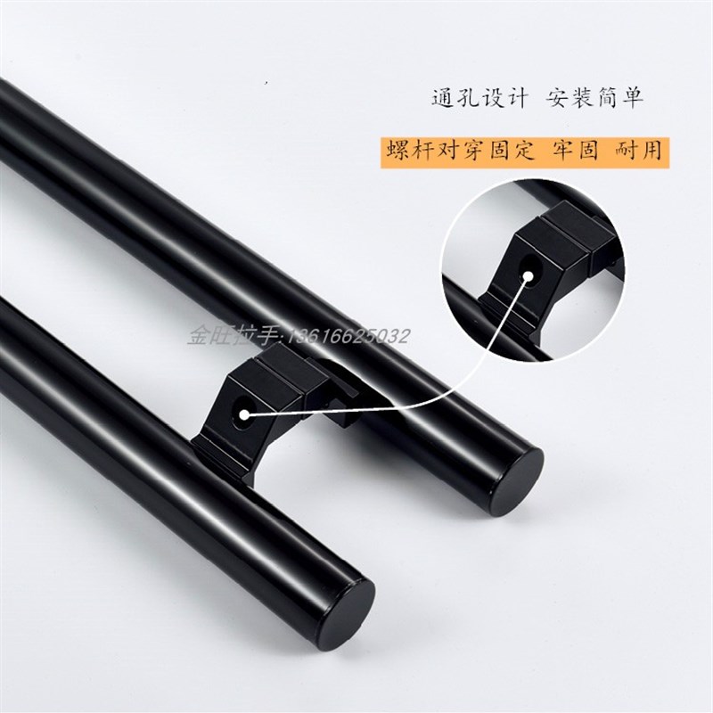 肯德基门扶手 铝合金大门拉手对装  玻璃门把手 铝黑色圆管