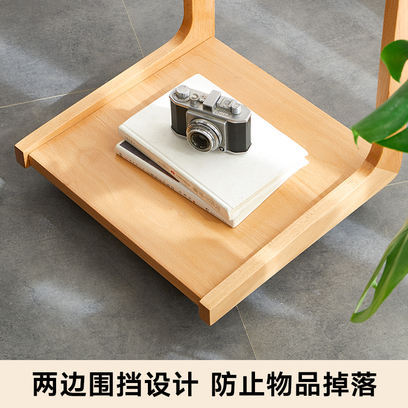 沙发边几床头实木小茶几C型床边桌客厅边柜带轮可边角桌