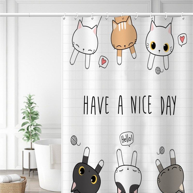 浴室浴帘装免打孔卡通防水布厕所窗帘洗澡隔断挂帘子,家庭/个人清洁工具,浴帘,淘宝优惠券,粉丝福利购,淘宝优惠卷