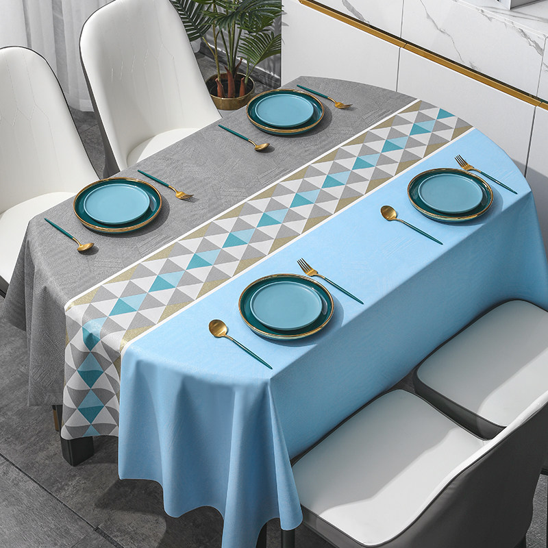 椭圆形桌布防水防油防烫免洗pc餐桌布茶几台布长方形in桌垫盖布
