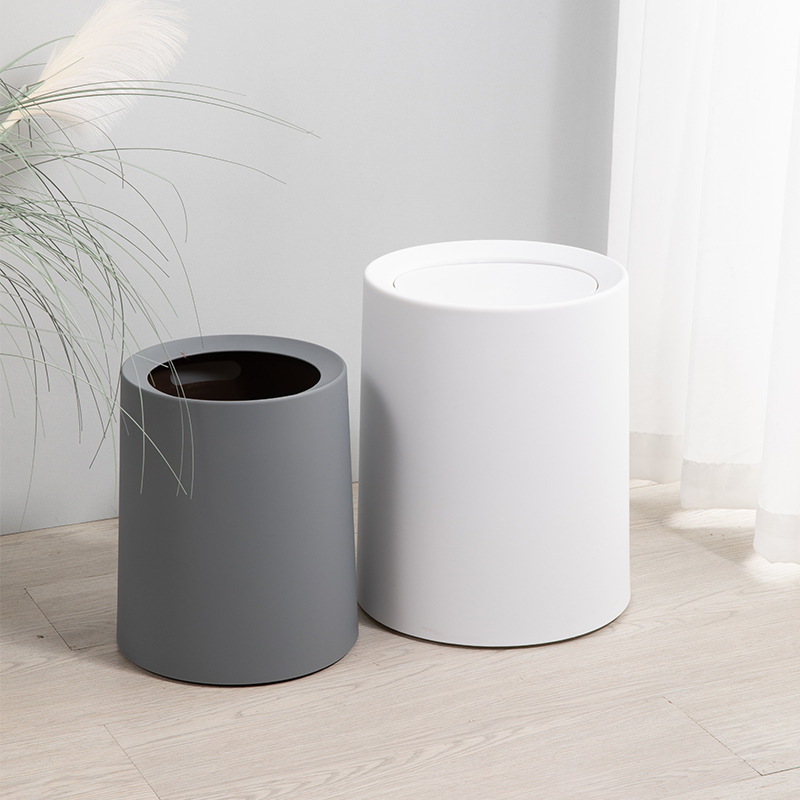 创意摇盖式垃圾桶 酒店大堂宾馆客房KTV商用办公室层塑料筒