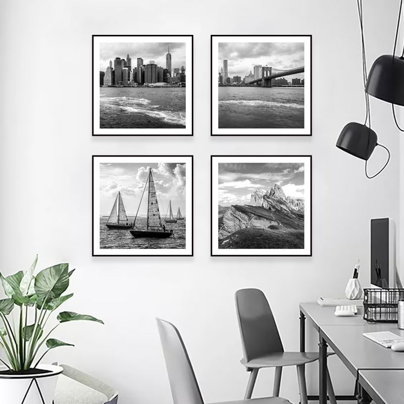 黑白艺术装饰画现代简约客厅沙发背景墙壁挂画卧室酒店餐厅办公室