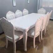 欧式 餐椅白色雕实木餐桌酒店单靠背麻将软包皮椅