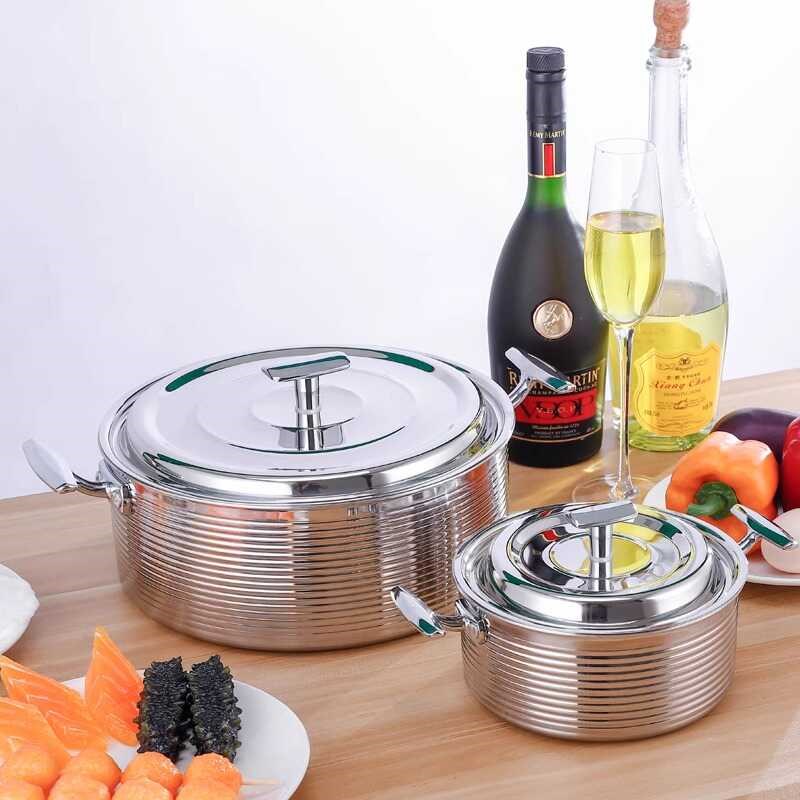 304食品级不锈钢汤锅加厚加高火锅平底干锅家商用燃气电磁炉中煌