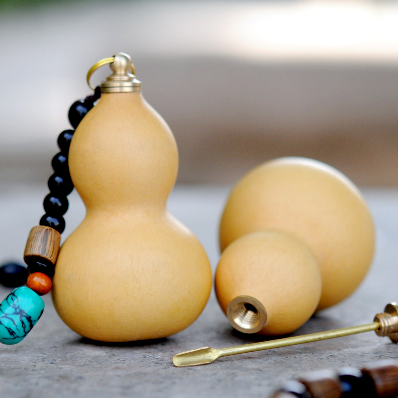 天然小葫芦鼻烟壶手捻文玩手把件口葫芦挂件做旧包浆紫皮老葫芦