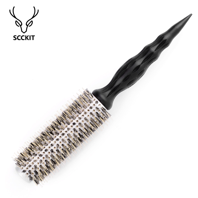 卷发梳滚梳发廊铝管猪鬓毛卷发梳子女士内扣吹造型梳蓬松圆筒滚梳