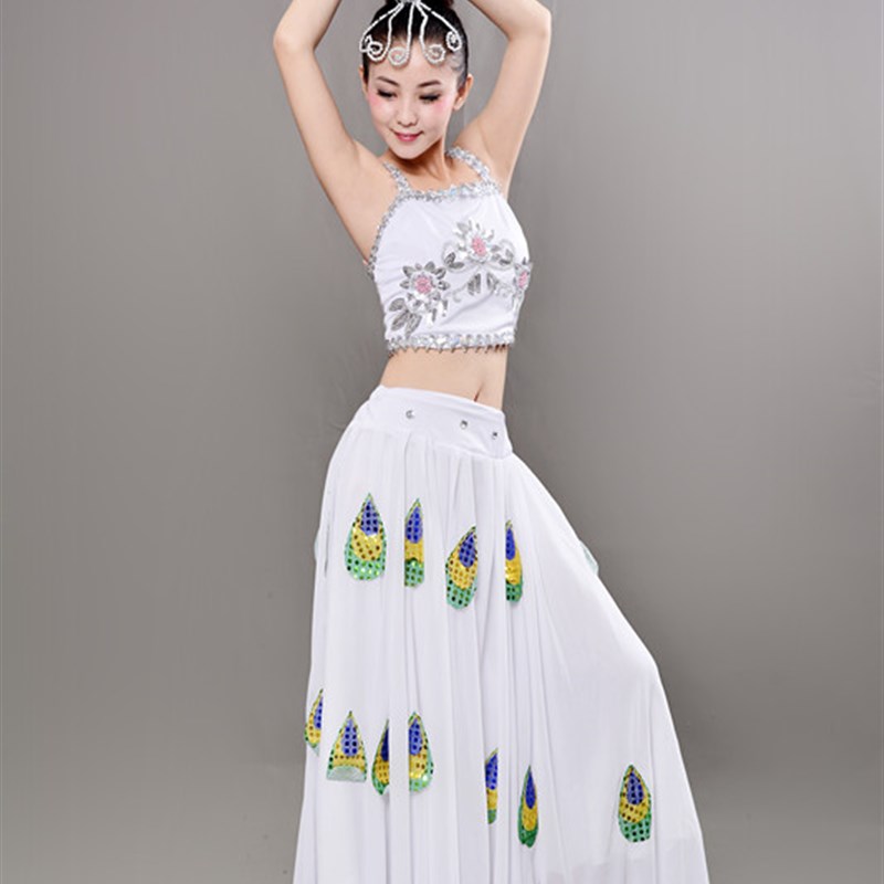新款儿童舞蹈服女孩傣族演出服装幼儿分体傣族孔雀舞裙演出表演服