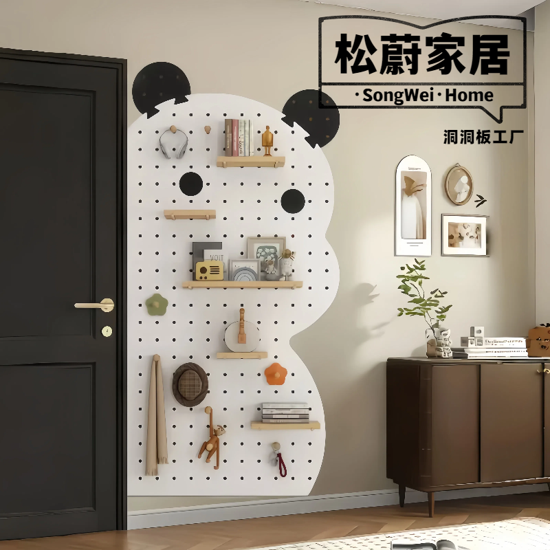 厂家定制diy洞洞板定制实木入户玄关收纳收纳入户玄关搁板置物架