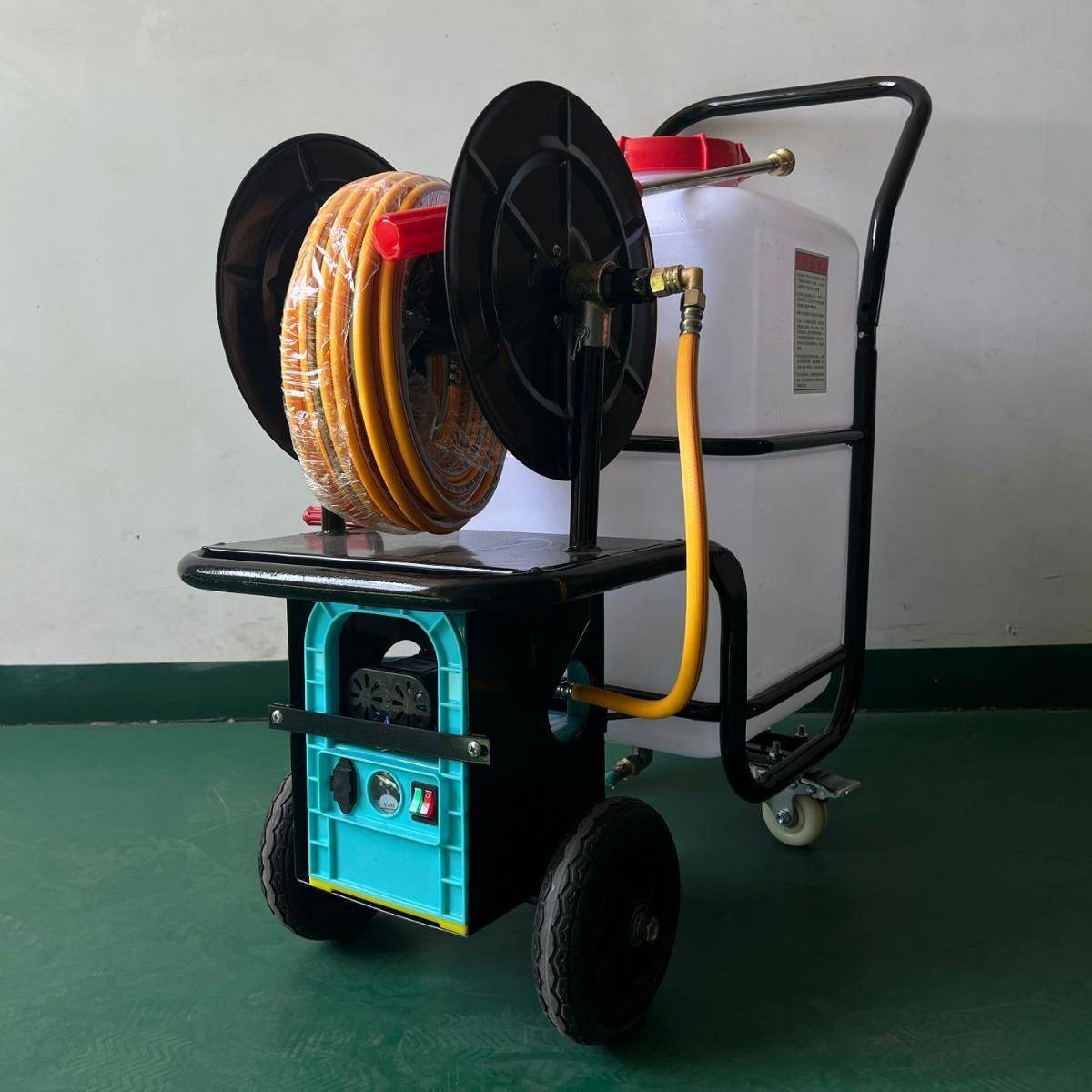 60L小型电动推车式喷雾器双泵打药机蔬菜养猪场自动收管清洗机