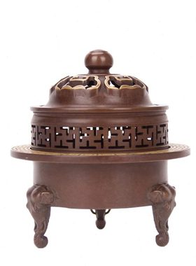 香炉纯铜吉象三足家用室内禅意盘香炉茶道塔香檀香炉摆件