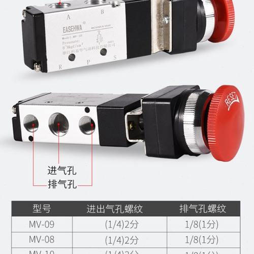 机械阀气动阀二位五通手动气阀开关MV-08/09/10-A气缸换向控制阀