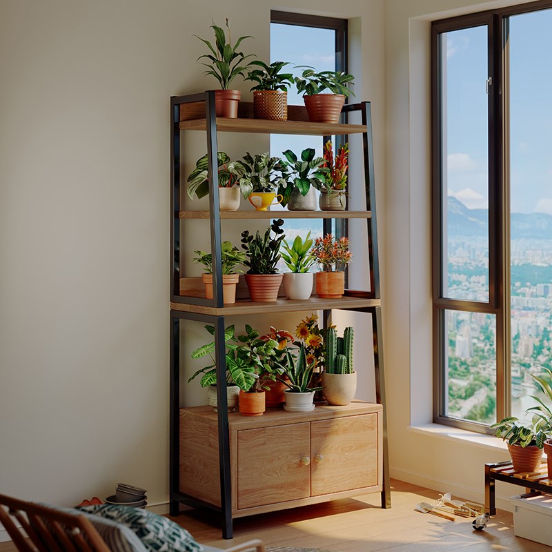 花架储物柜置物架阳台花架子客厅落地H式多层收纳花盆托架一体靠