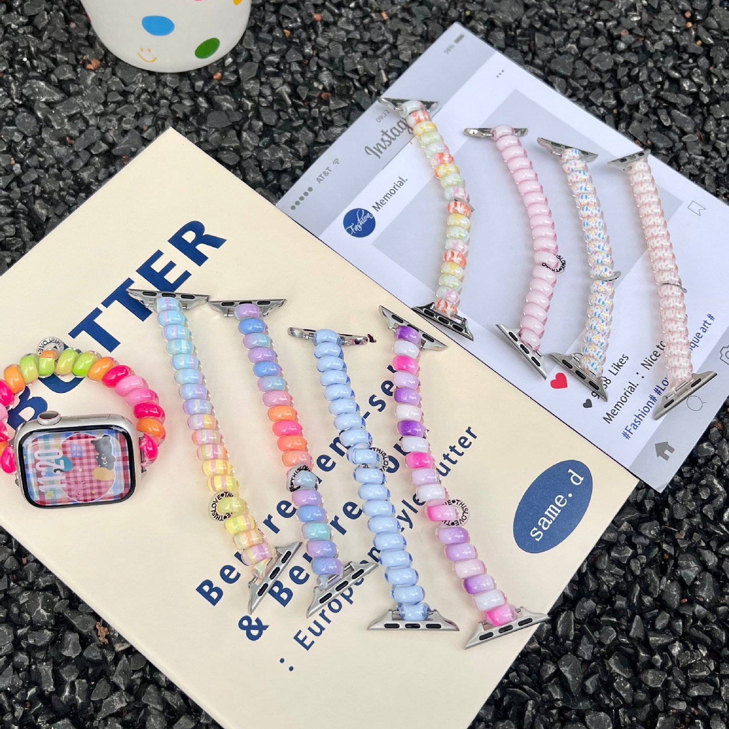 高颜值可爱电话线苹果手表表带女