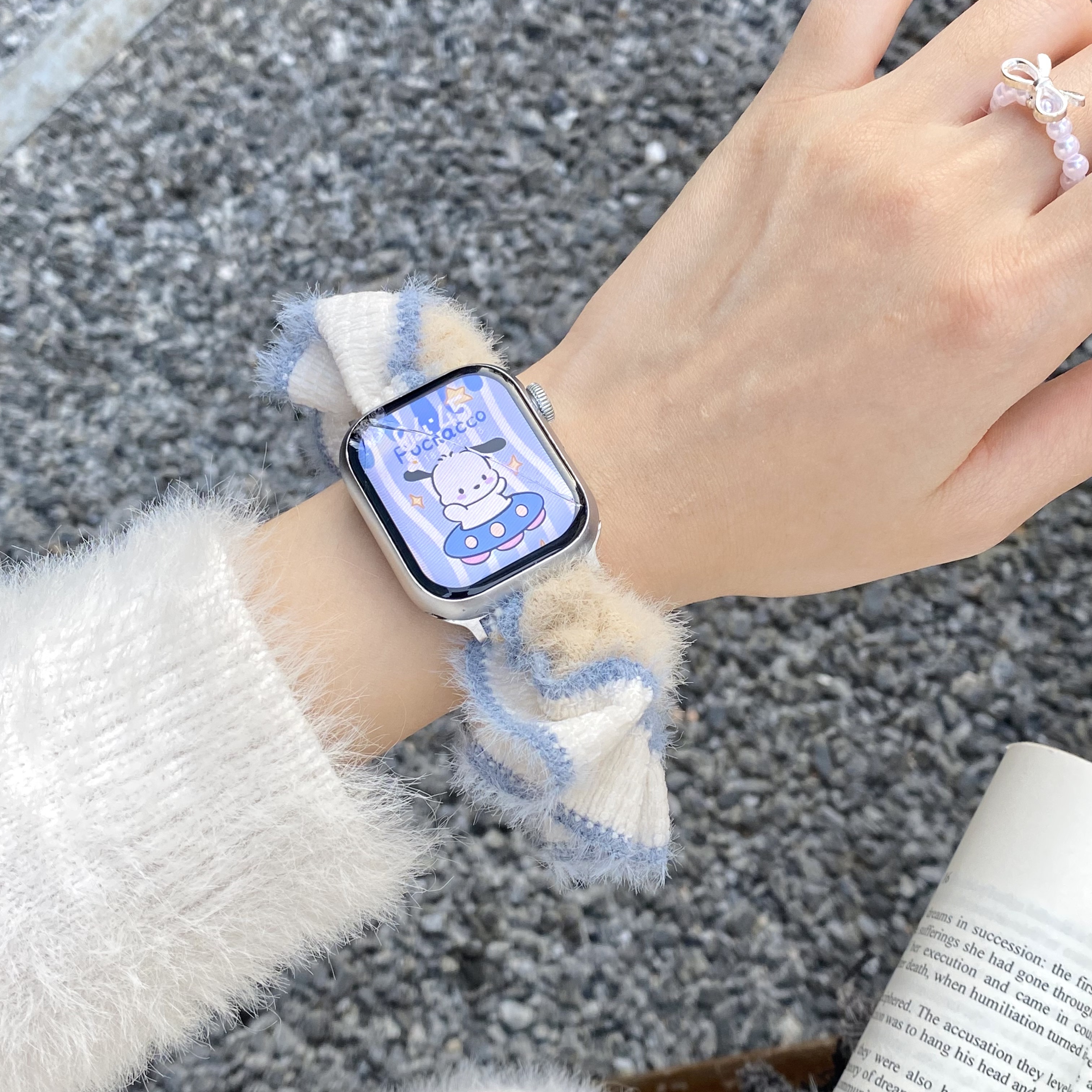 韩系马海毛慵懒风发圈苹果表带女