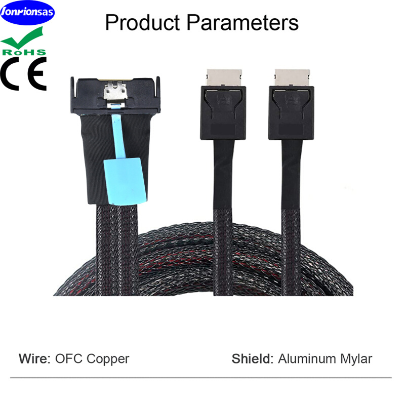 Gen5 MCI0 8X 8I 74P转2个Oculink SFF-8611 4I高速线