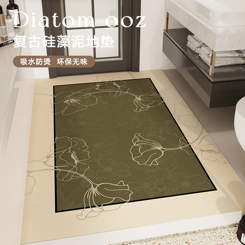 浴室外门口大尺寸硅藻泥吸水地垫卫生间干湿分离防滑厕所擦脚垫