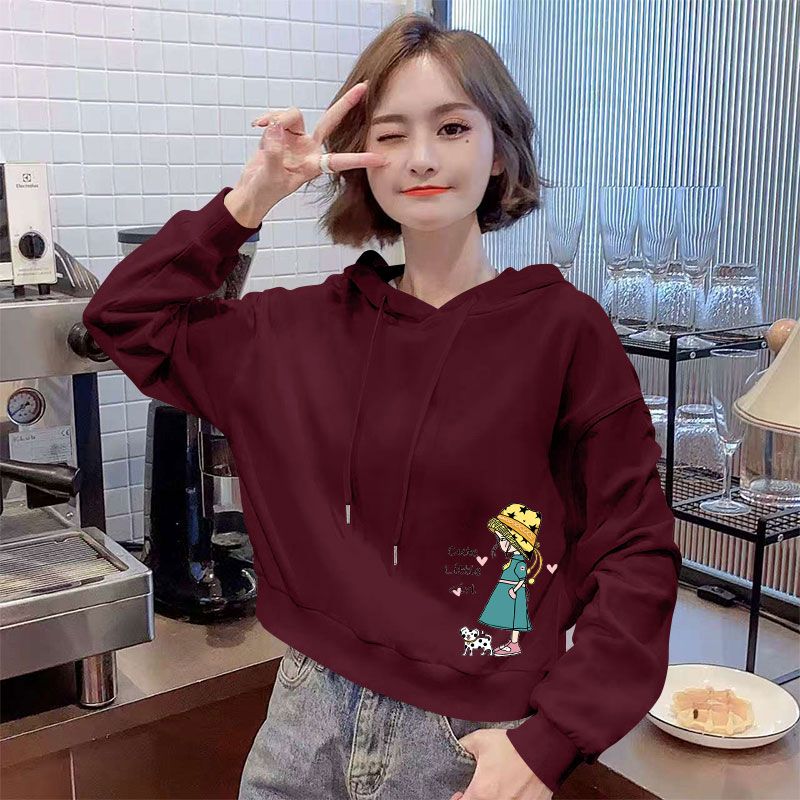 秋冬款加绒加厚连帽卫衣女