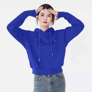 秋冬款加绒加厚短款小个子卫衣女潮流ins休闲爆款连帽长袖上衣女