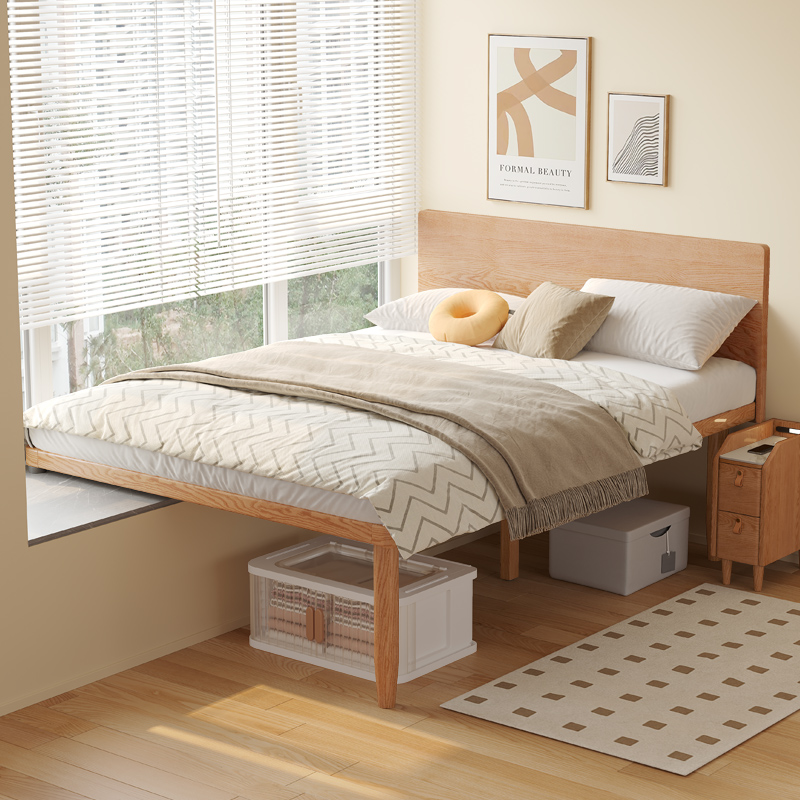 实木床飘窗拼接床白蜡木软包床头小户型省空间窗台延伸衔接床定制