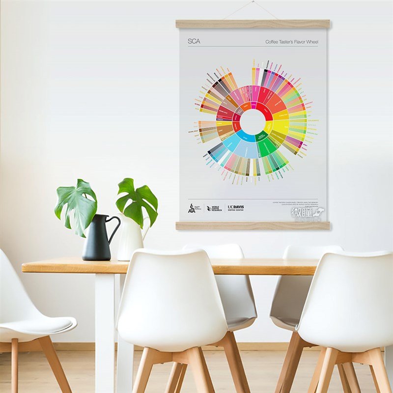2021新版高清咖啡风味轮大尺寸SC海报咖啡口味评测咖啡店装饰画
