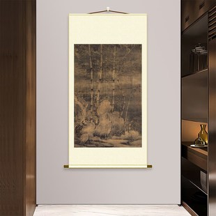 徐熙 雪竹图 名家真迹竖轴装裱微喷复制客厅玄关装饰画稿临摹