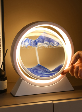 桌面沙漏流沙画客厅玄关电视柜床头柜小夜灯摆设高档家居装饰