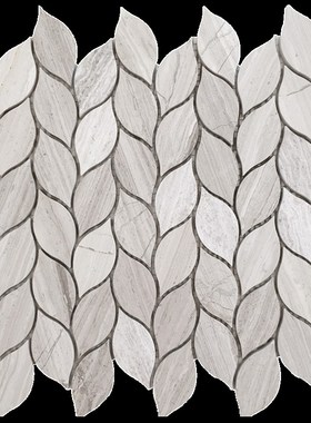 灰色石材马赛克墙天然大理石灰木纹树叶拼图卫生间阳台艺术砖