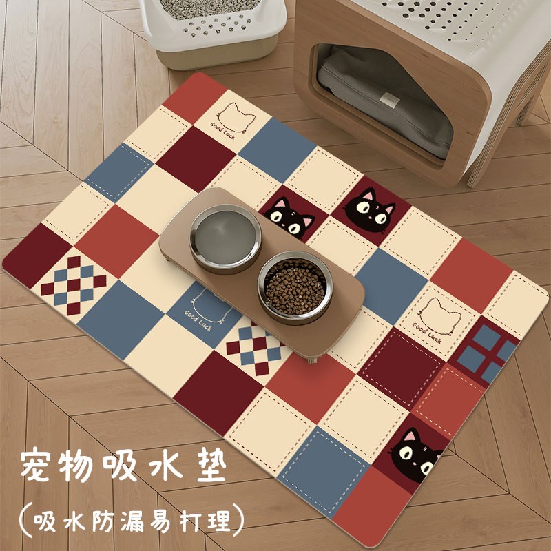 科技皮宠物吸水地垫猫咪碗垫狗狗吃饭垫子防水防漏易打理餐垫睡垫