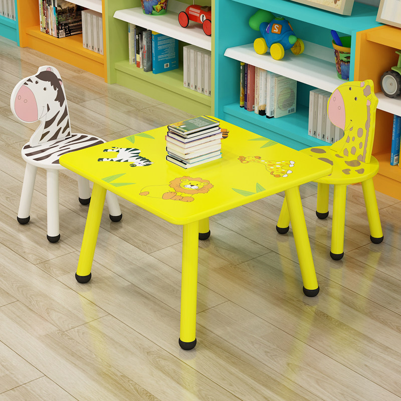 儿童桌椅装幼儿园手工游戏桌子卡通凳宝宝学习桌实木腿