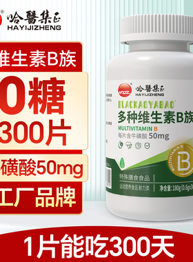 哈医集正0糖300片无糖复合多种维生素B族片成人男士女性VB叶酸b1