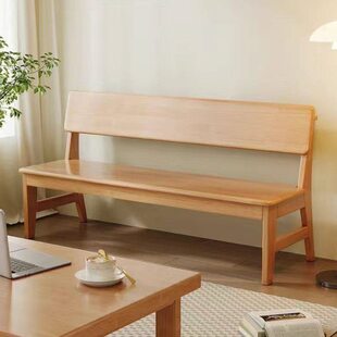 北欧靠背餐桌长条凳家用客厅子双人带长椅长板凳长凳靠背椅全实木