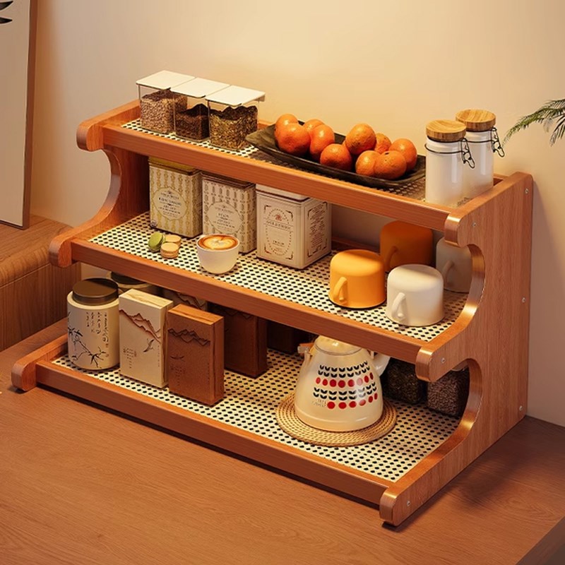 桌面茶杯架台面置物架餐桌水杯多层收纳搁板咖啡杯水分离茶具茶桌