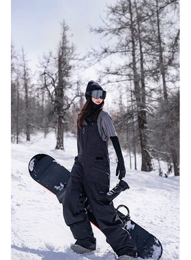 awka滑雪背带裤女防水防风单板男款冬季加厚滑雪服保暖棉裤子