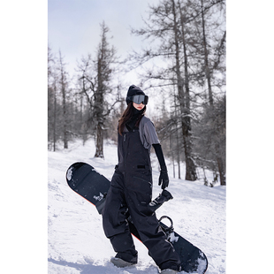 awka滑雪背带裤女防水防风单板男款冬季加厚滑雪服保暖棉裤子
