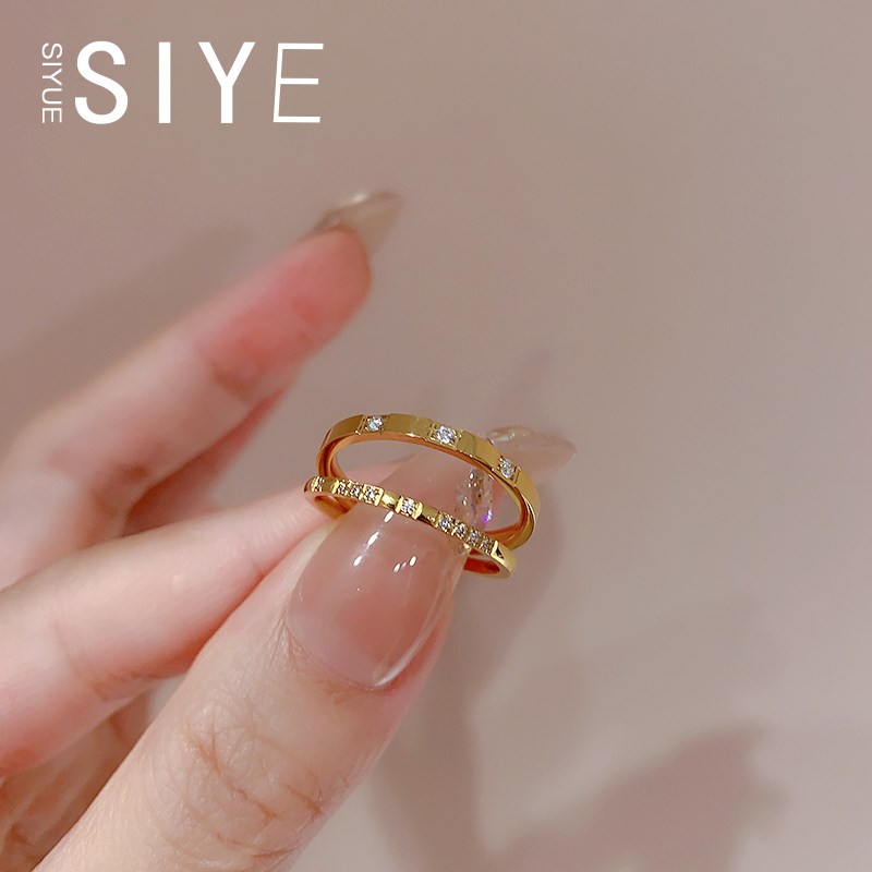 SIYUE/定制不掉色钛钢微镶小钻一生一世情侣闺蜜高级感戒指轻奢女