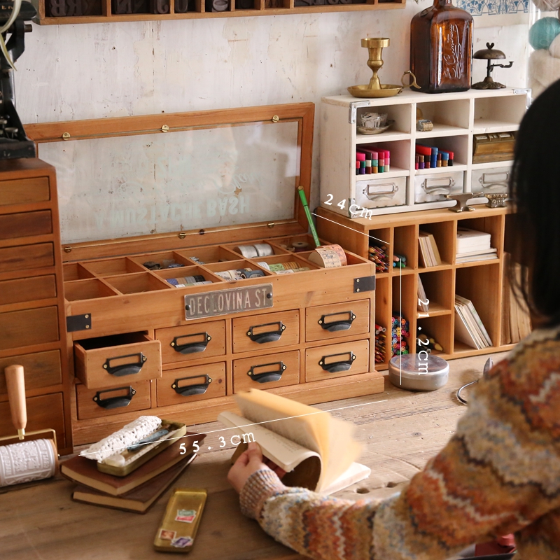 叁杉家居桌上创意翻盖手账拼贴素材整理分类文具盒胶带贴纸收纳盒