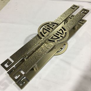 仿古大门拉手古铜黑色玻璃门木门把手长条形祥云雕刻扶手