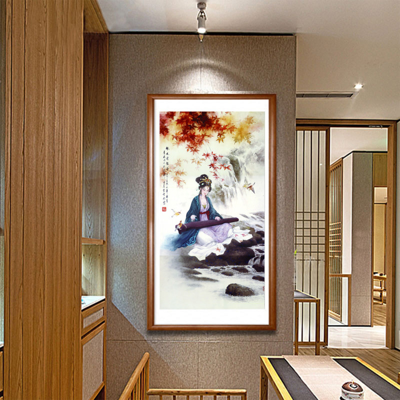 古代美女工笔仕女图国画 丝绸卷轴挂画 酒店茶楼客厅 古典装饰画