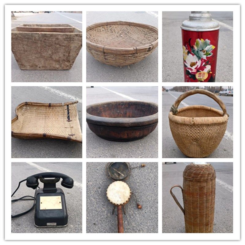 民俗老物件收藏怀旧杂项木叉脸盆收音箩筐码头等古董老东西