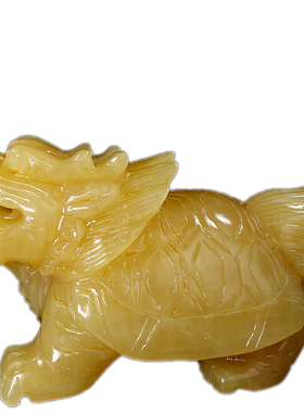 天然米黄玉龙龟玉石黄龙龟玄关家居