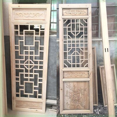 东阳木雕仿古门实木格吊顶木格栅电视背景墙玄关屏风