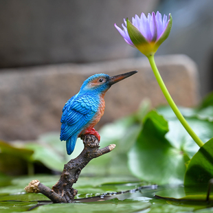仿真翠鸟叶莺鸟微景观动物小鸟园艺造景DI材料盆景饰品树脂